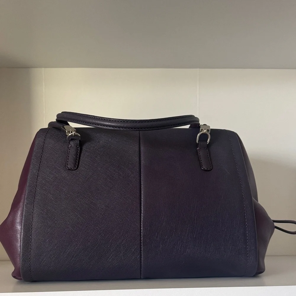 Coach Madison Saffiano Madeline Handbag Silver Violet Purple